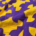 DRUNKARD'S PATH PURPLE & YELLOW PATCHWORK QUILT... 208cm/146cm