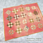 ANTIQUE NINE PATCH CALICO PATCHWORK RED CRIB QUILT FADED... 120cm/99cm