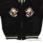 1950s JAPAN SOUVENIR JACKET (Sukajan) - Black Velvet - Japan Map - Maiko (Geisha)...