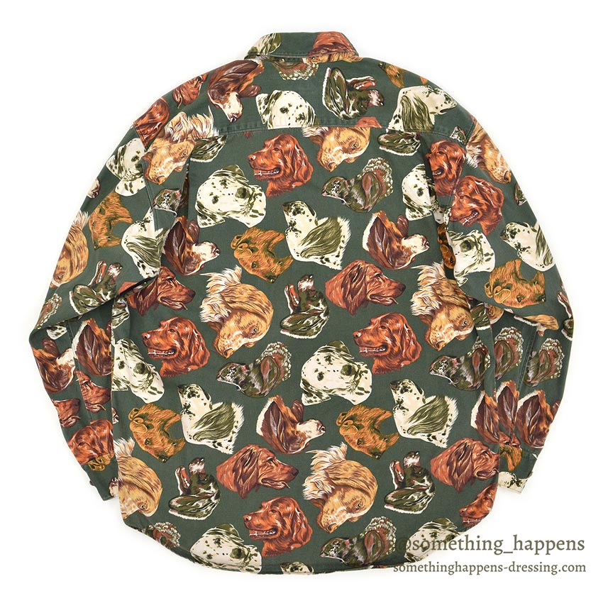 1980's BANANA REPUBLIC SAFARI & TRAVEL DOG ​​PRINT SHIRT...L