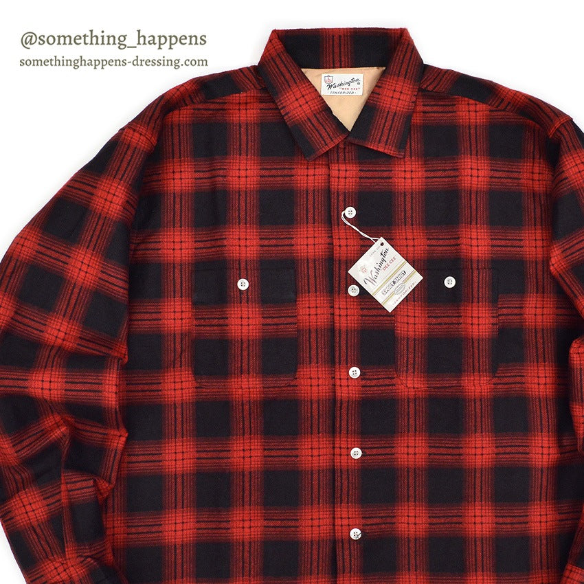 1950's DEADSTOCK WASHINGTON DEE CEE PRINT FLANNEL SHIRT...L