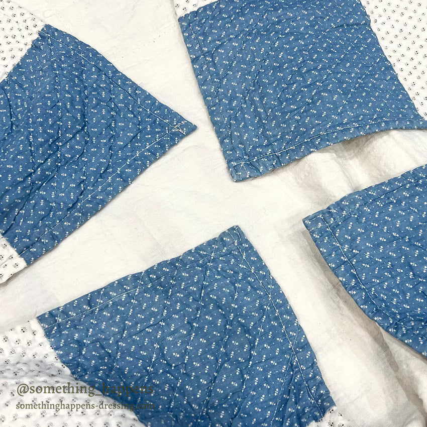 ANTIQUE CALICO PATCHWORK QUILT SUPER CLEAN... 197cm/193cm