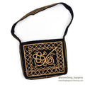 1960's~ HAND MADE EMBROIDERED BLACK VELVET SHOULDER BAG...