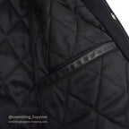 1990's GOLDEN BEAR ALL BLACK WOOL / LEATHER VARSITY JACKET... L