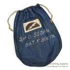 1910's USARMY WW1 ERA BLUE DENIM BARRACKS BAG HAND PAINT...