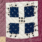 ANTIQUE BEAR'S PAW PATCHWORK QILT MAROON... 197cm/194cm
