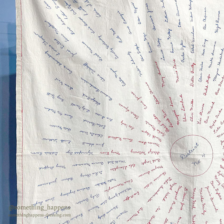 ANTIQUE WOMEN'S CLUB OVER 200 SIGNATURES EMBROIDERY CLOTH UNUSED...