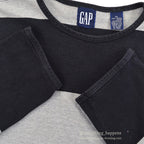1980's~ GAP WIDE BLACK STRIPE COTTON L/S TEE...XL
