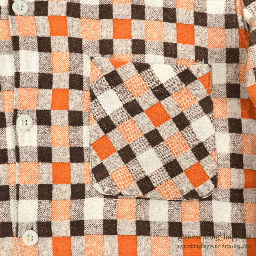 1950's~ CHECKERED ALL COTTON PRINT FLANNEL SHIRT ...