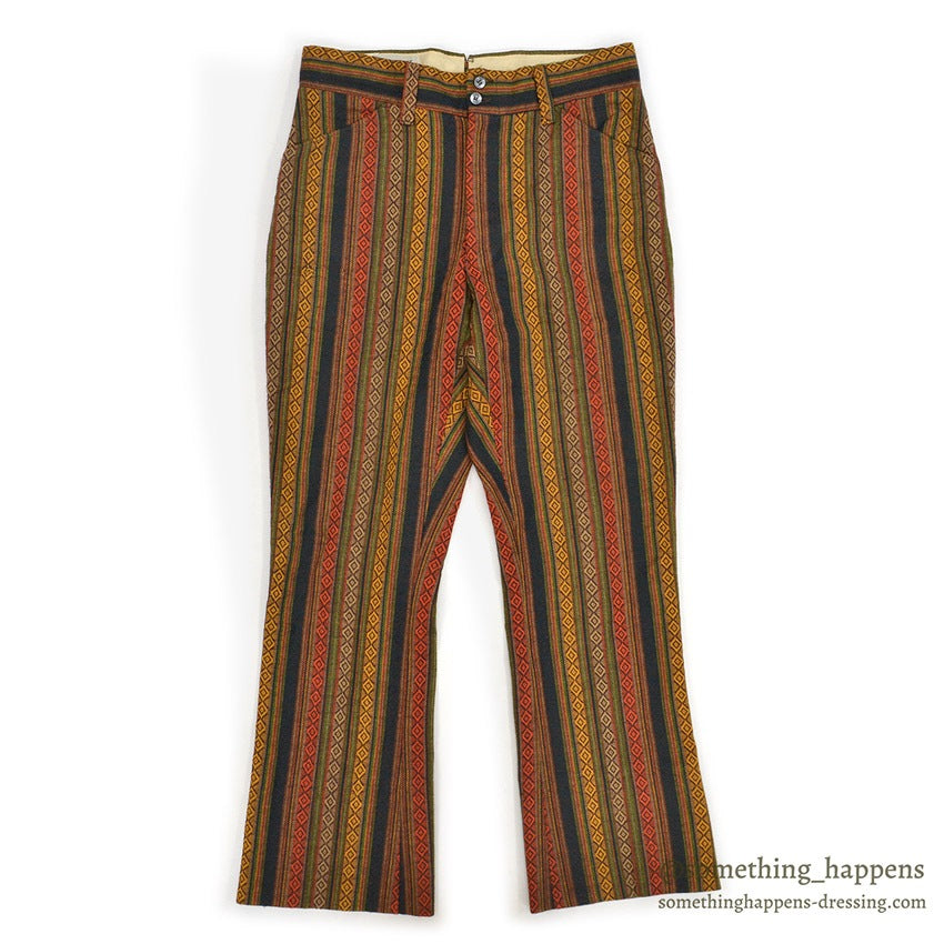 1970's MACH II BY ARROW MULTI STRIPE PATTERN FLARE PANTS... W32/L29