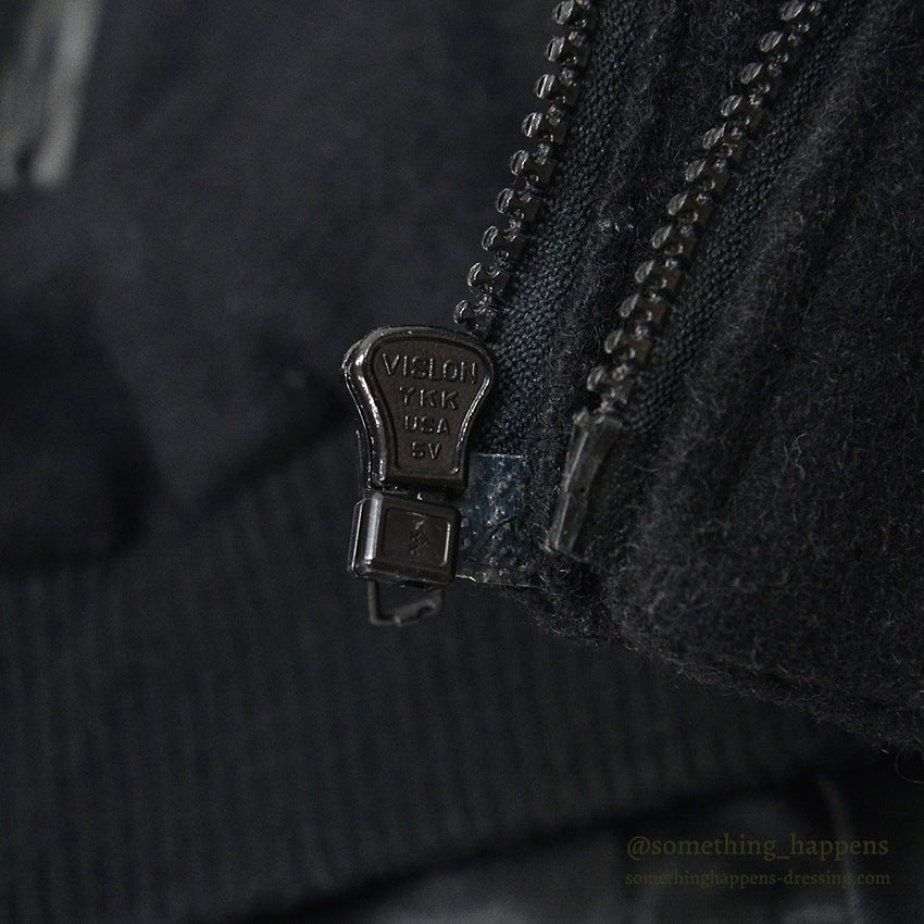 1990's~ CHARMED ALL BALCK WOOL / LEATHER JACKET .... M
