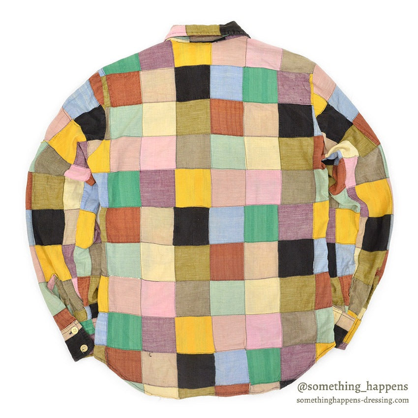 1970's SING & SMILE INDIA MADRAS CRAZY PATCHWORK SHIRT ... L