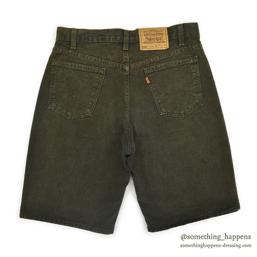 1990's Levi's 550 MOSS GREEN DENIM SHORTS... W33/L00