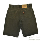 1990's Levi's 550 MOSS GREEN DENIM SHORTS... W33/L00