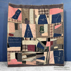 ANTIQUE '1909 EMBROIDED CRAZY PATCHWORK QUILT... 174cm/166cm