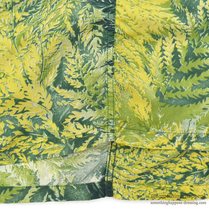 1950's KAMEHAMEHA LEAF PATTERN NYLON ALOHA SHIRT ... L