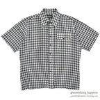 1970's CAMPUS BLACK GINGHAM CHECK S/S SHIRT ... L
