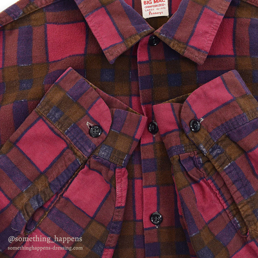 1960's BIGMAC PRINT FLANNEL SHIRT RARE COLOR... L