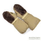 1970's~ EDDIE BAUER FUR SHEARLING DOWN MITTENS...S