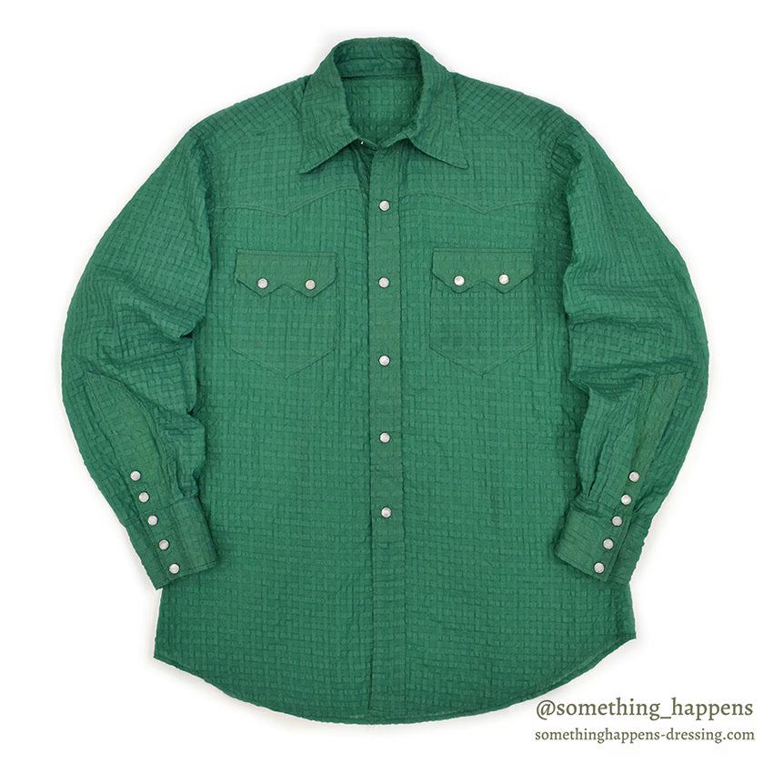 1950's UNUSUAL GREEN NYLON WESTERN SHIRT...