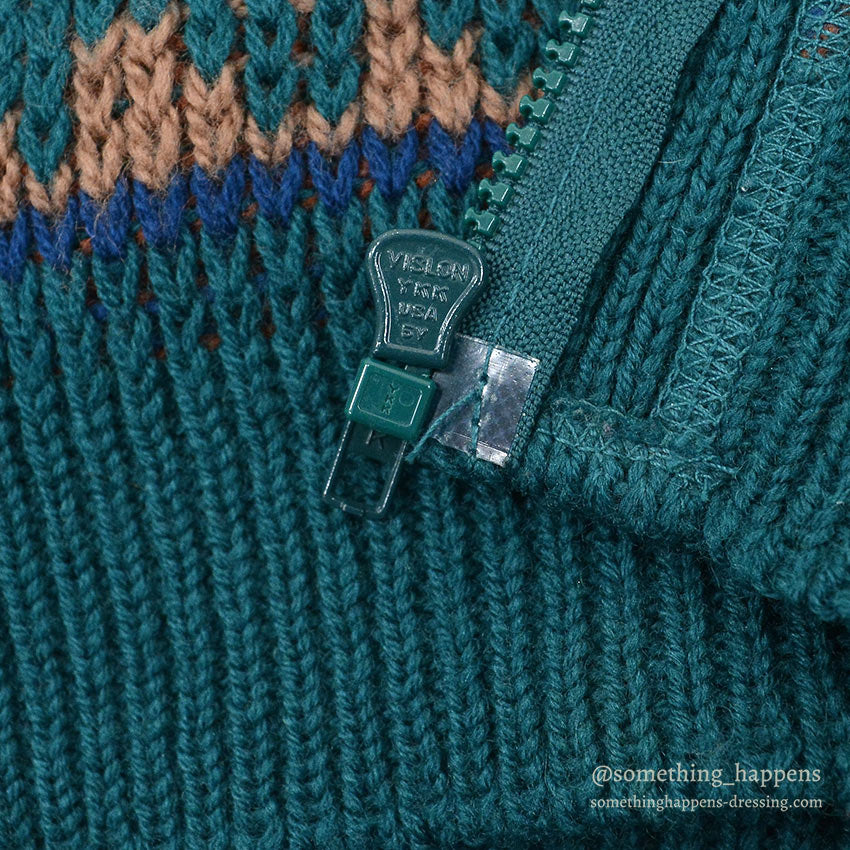 ~1980's PENDLETON NATIVE PATTERN ZIP-UP WOOL CARDIGAN... M