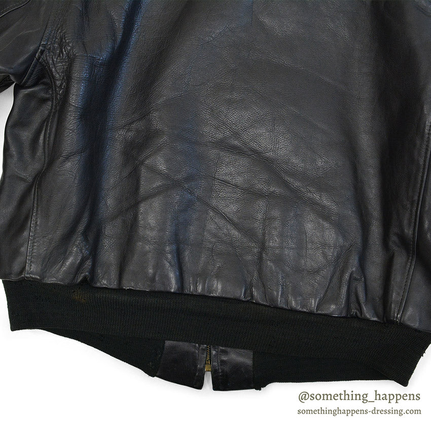 1950's HORSEHIDE ALL BLACK LEATHER SPORT JACKET / RARE DETAIL ...