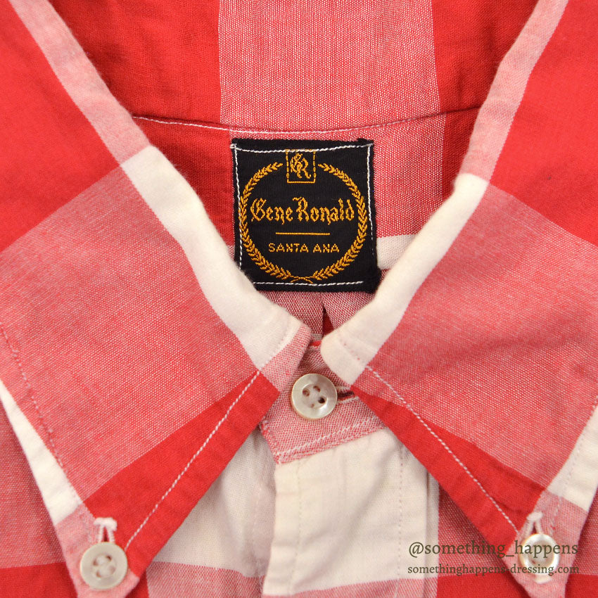 1960's GENE RONALD BLOCK PLAID B/D SHIRT ... M
