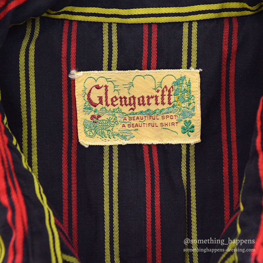 1950's GLENGARIFF BLACK & STRIPES WESTERN SHIRT...