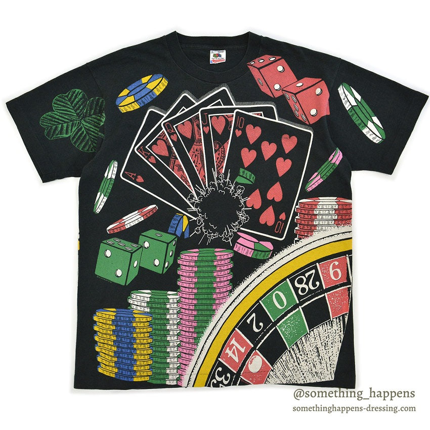 1990's~ FRUIT OF THE LOOM CASINO ALL OVER PRINT T-SHIRT ... L