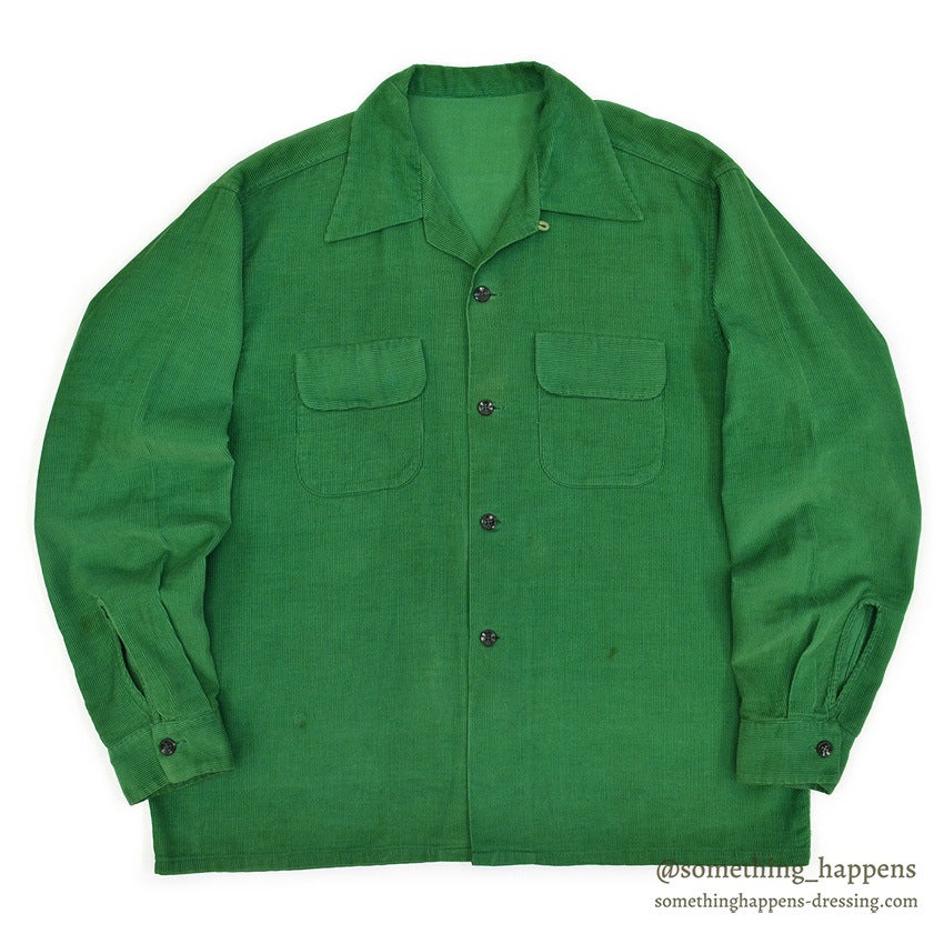 1950's UNKNOWN GREEN CORDUROY SHIRT...