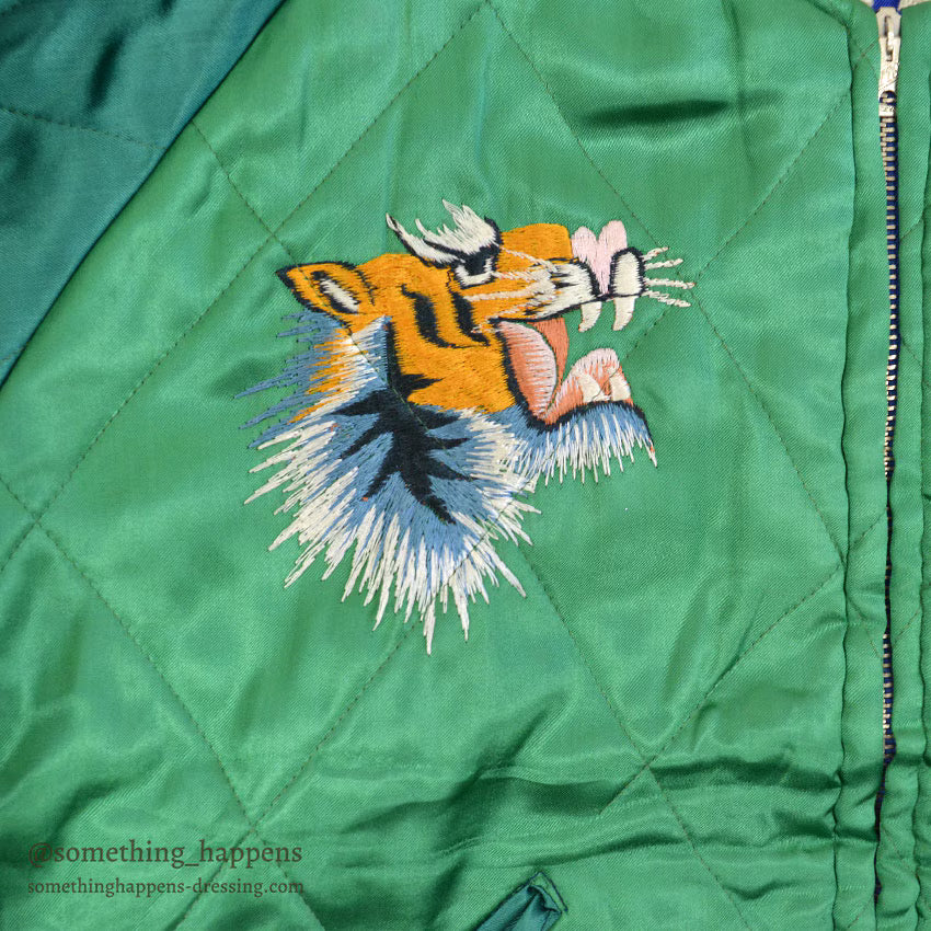 1950's DEADSTOCK JAPAN SOUVENIR JACKET スカジャン 顔虎 / 鳥居 TTSジッパー ...