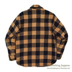 1960's FOX KNAPP PLAID WOOL CPO SHIRT / SUN FADED ... M