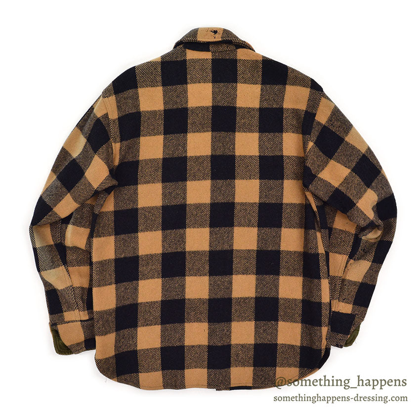 1960's FOX KNAPP PLAID WOOL CPO SHIRT / SUN FADED ... M