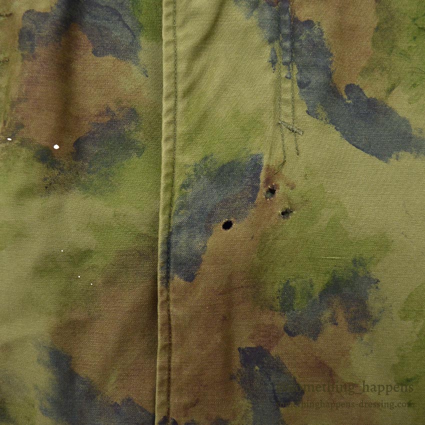 1970's M-65 USN MIUW-604 HAND PAINTED CAMO FIELD JACKET WITH LINER... MR