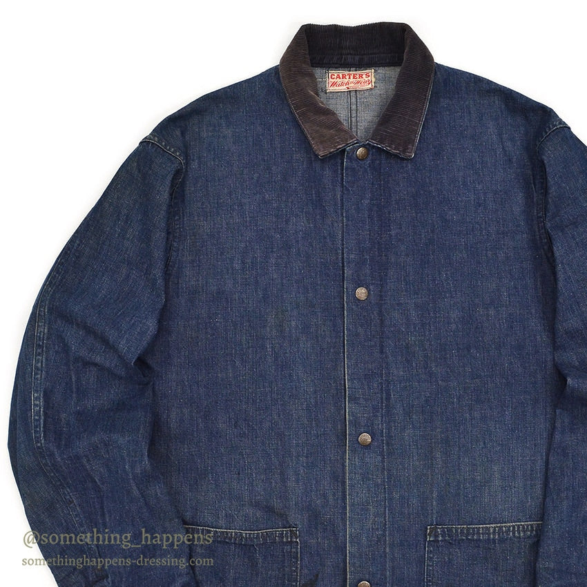 1940's CARTER'S WW2 DENIM COVERALL / TWO-POCKET, DARK...