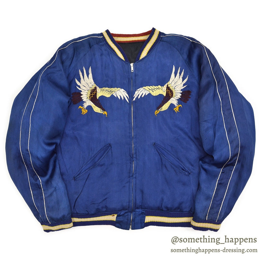 1950s JAPAN SOUVENIR JACKET (Sukajan) - Tiger Face, Mount Fuji, Eagle, Mitsuwa Zipper...