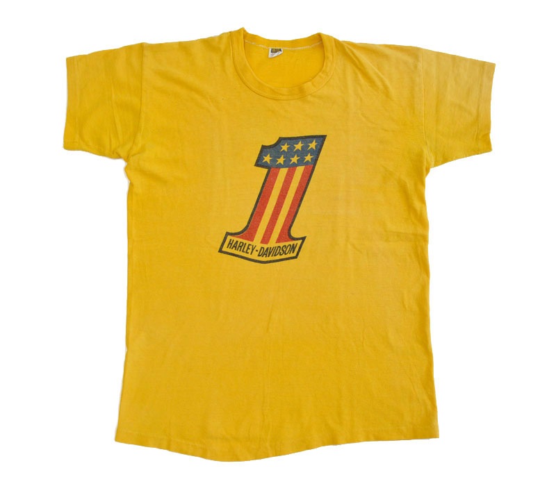 60's Russell Southern HARLEY DAVIDSON Double-Sided Print T-Shirt, Rare, Size L