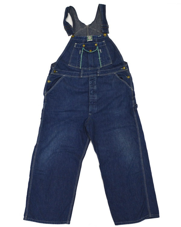 40's HAWKBRAND Denim Overalls, Green Piping Stitching, Size W40