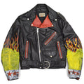 70's CANAL JEAN CO. Two-tone double rider jacket, hand-painted...