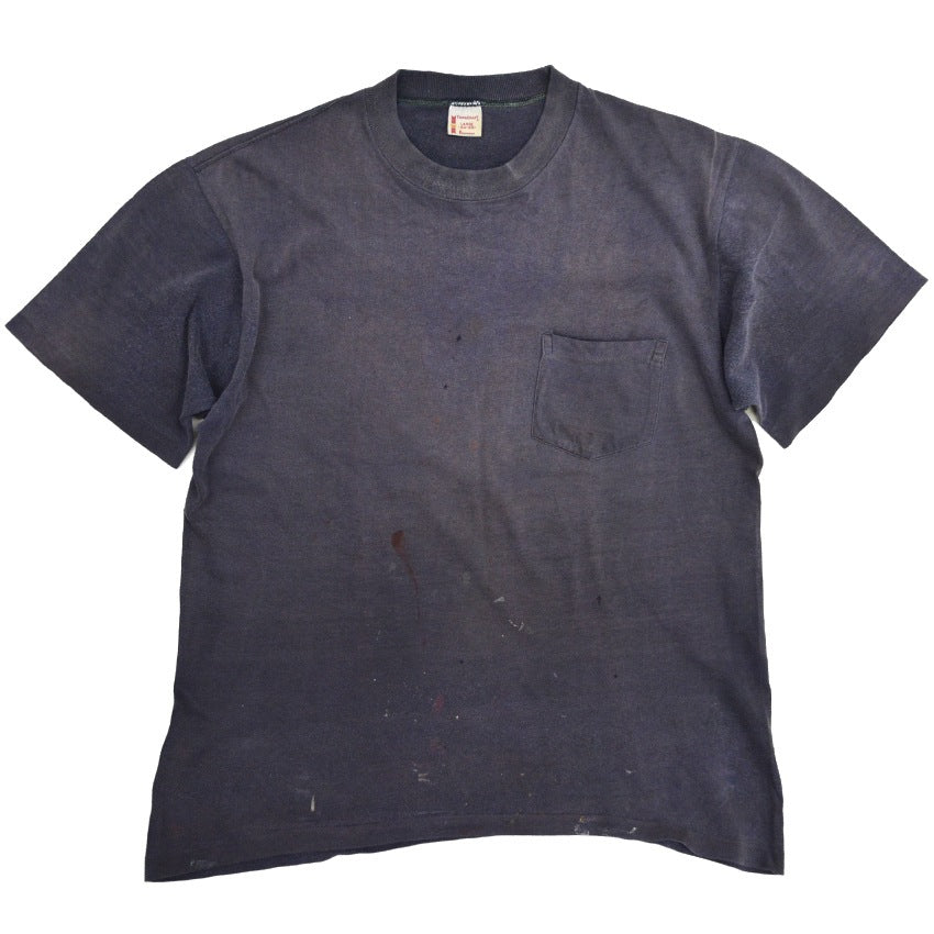 60's TOWNCRAFT Penneys Pocket T-shirt, Eggplant Navy Blue... L