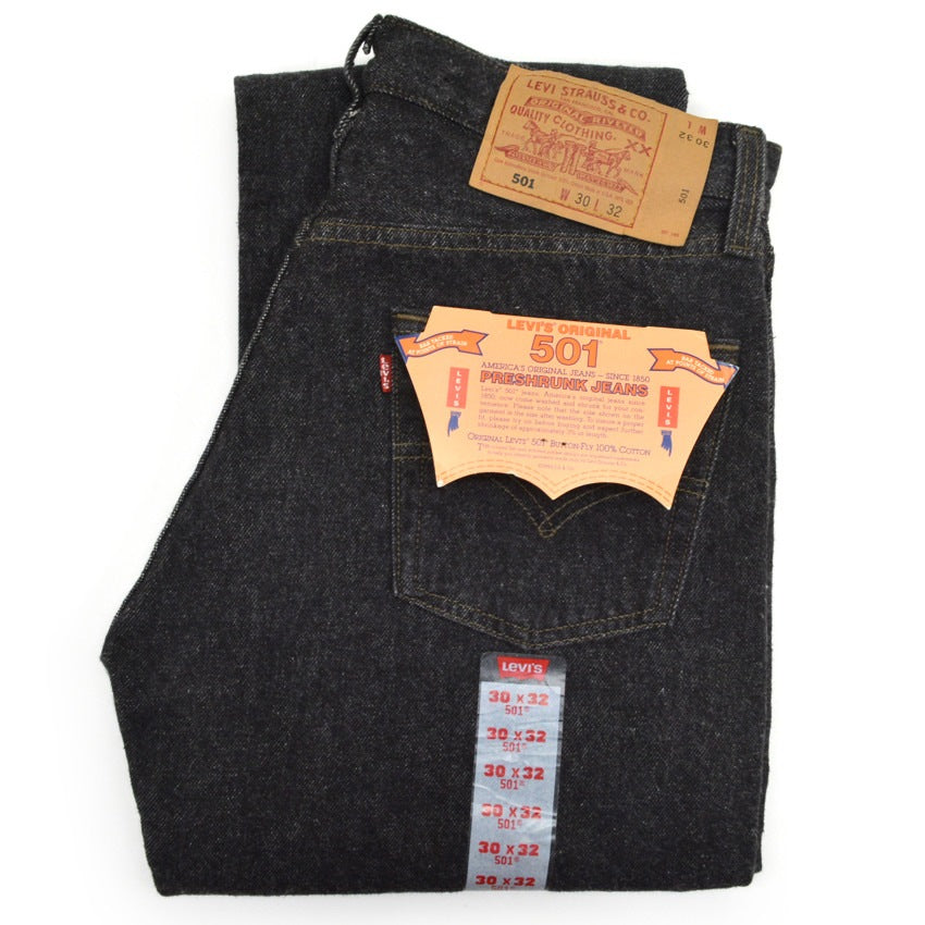 90's デッドストック Levi's 501 ブラックデニム ... W30×L32