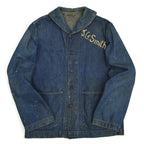 1940s US Navy Shawl Collar Denim Jacket, Dark Navy, Multiple Stencils...