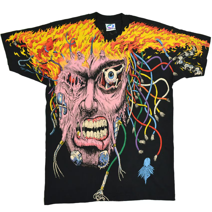 90's LIQUID BLUE 'X-man' Overprint!! Silkscreen T-shirt... L