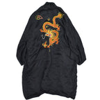 ~70's China Gown embroidery silk black...