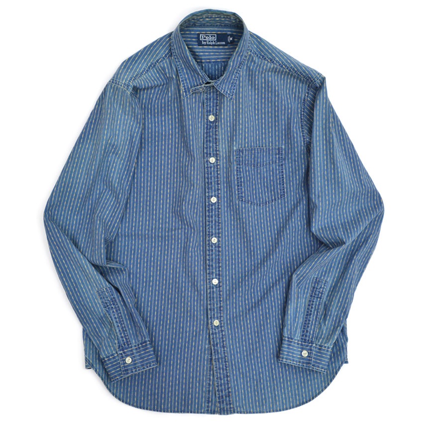 Polo by Ralph Lauren 'Indigo Calico' Chin Strap Gusseted Shirt... M