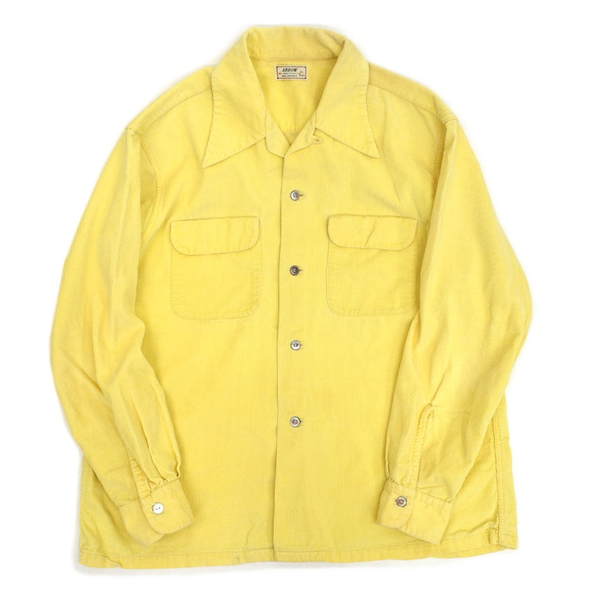 50's Arrow Lemon Yellow Corduroy Box Shirt ... ML