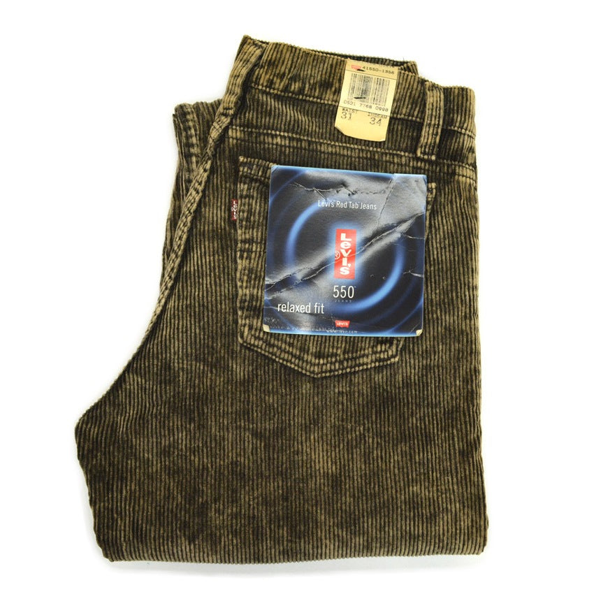 90's Deadstock Levi's 550 'relaxed fit' charcoal black corduroy pants...W31×L34