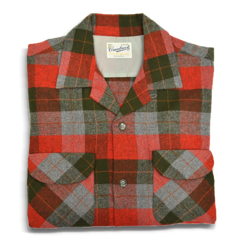 50's Cranbrook Red×Green wool check shirts...M