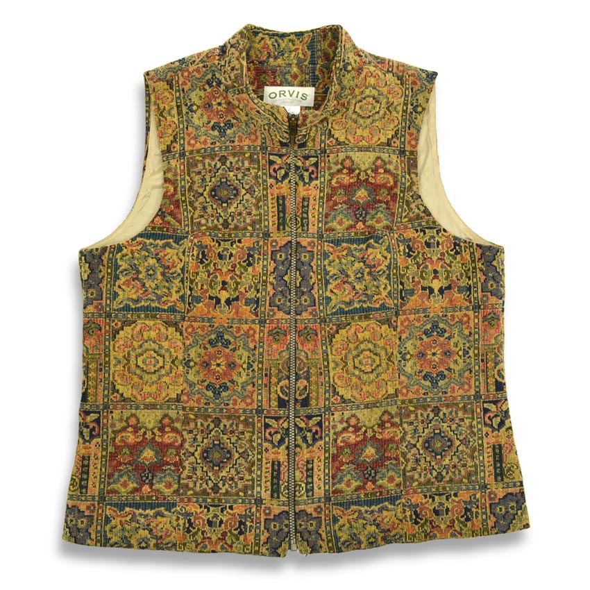 90's ORVIS Gobelin Tapestry Zip-Up Vest... L