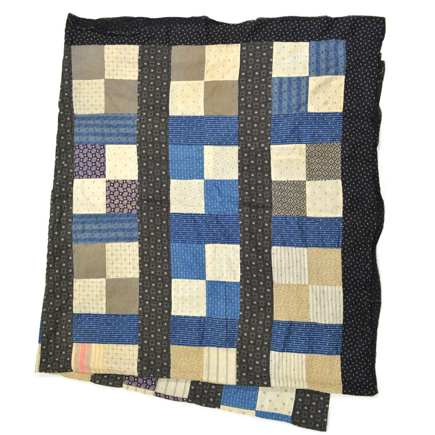 Circa 1880's~1920's Indigo Black Antique Quilt Top... 214cm×190cm